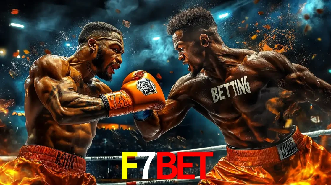 Dois boxeadores em uma luta intensa e explosiva, representando a adrenalina e as oportunidades de apostas em esportes de combate disponíveis na plataforma F7BET.
